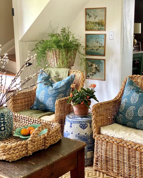 Vintage Wicker Chair, Bohemian Outdoor, Instagram Light, Deco Boheme, Wicker Chairs, Hamptons Style, Vintage Wicker, Wicker Furniture, A Living Room