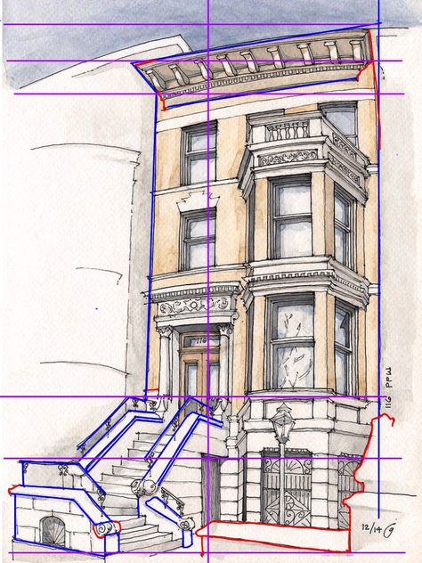 Interior Architecture Sketch, Exterior Sketch, Perspective Drawing Architecture, Interior Architecture Drawing, Building Sketch, Building Drawing, Watercolor Architecture, Architecture Sketchbook, Architecture 3d