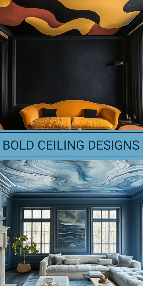 Discover bold ceiling designs in this eye-catching pin featuring painted ceilings and decorative beams, perfect for elevating your home decor. Bold Paint Colors, Ceiling Ideas, Next Home, Ceiling Design, Design Tips, Rustic Charm, Home Projects, Beams, Creative Design