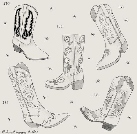 Cute Cowboy Boot Tattoo, Cowgirl Boots Tattoo Ideas, Tattoo Ideas Cowboy Boots, Boot Tattoos For Women, Cowboy Boot Tattoo Placement, Cow Boy Boot Tattoos Simple, Cowboy Tattoo For Women, Cowboy Boots Tattoo, Cowboy Boots Drawing