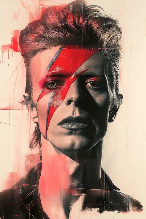 Starlight Serenade: Bowie's Iconic Gaze - Monochrome Portrait with Red and Blue Flash, Symphony of Musical Majesty - Own a Bowie Masterpiece by IMAGION on Etsy Two Faced Art, Funky Music Poster, David Bowie Portrait, Bowie Portrait, Holy Trinity Tattoo, Iconic Musicians, Monochrome Portrait, Portraits Pop Art, Musician Portraits