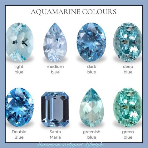 Aqua Marine Jewelry, Jewelry Layout, Marine Jewelry, Gemstones Chart, Trendy Jewellery, Aquamarine Birthstone, Jewelry Knowledge, Aquamarine Gem, Gemstone Art