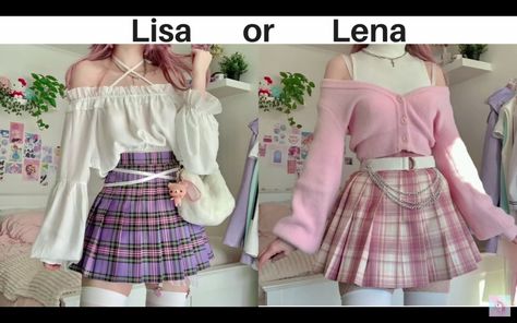 Lisa Or Lena Outfits, Lena Outfits, Lisa And Lena, Lisa Or Lena, Skater Skirt, Sneakers Fashion, Two Piece Skirt Set, Long Sleeve Blouse, The World