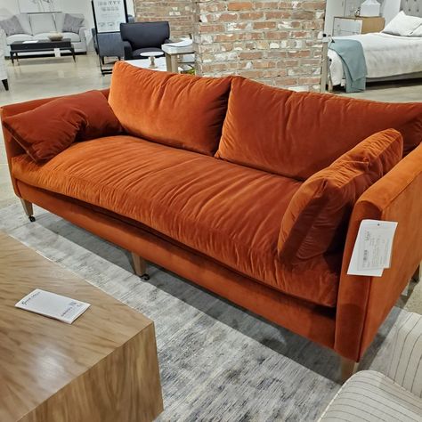 Ginger Sofa, Dark Orange Couch, Amber Couch, Orange Sofas, Orange Velvet Couch, Rust Couch, Burnt Orange Sofa, Rust Sofa, Rust Velvet Sofa