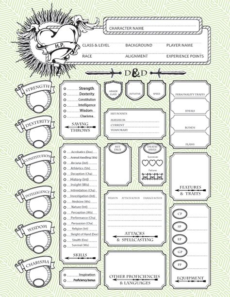 Dnd Character Sheet Printable, Dnd Character Sheet, Dragons 5e, Character Sheet Template, Dungeons And Dragons 5e, Campaign Ideas, Character Sheets, Role Playing Games, Character Wallpaper