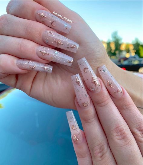 Gala Nails, Nail Wedding, Witchy Nails, Moon Nails, Star Nails, Fire Nails, Coffin Nails Designs, Pretty Acrylic Nails, Chic Nails