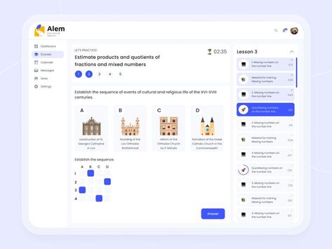 Let me share with you a quiz/testing page for online e-learning platform students. Mixed Numbers, Missing Numbers, Sequence Of Events, Online Lessons, Online School, Number Line, School Design, Online Design, Creative Professional