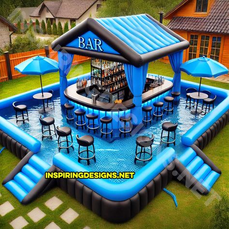 Why settle for ordinary when you can turn your backyard into an extraordinary oasis? Inflatable pool bars are here to shake things up, blending the ultimate relaxation of floating in the water with the fun of enjoying your favorite drinks. Imagine sitting in an inflatable pool while perched at a bar—yes, it’s as fabulous as … Inflatable Rental Business, Backyard Beach Ideas, Backyard Bar Ideas, Swimming Pools Backyard Inground, Pool Bar Ideas, Water Park Ideas, Pool Bars, Lazy River Pool, Tailgate Tent