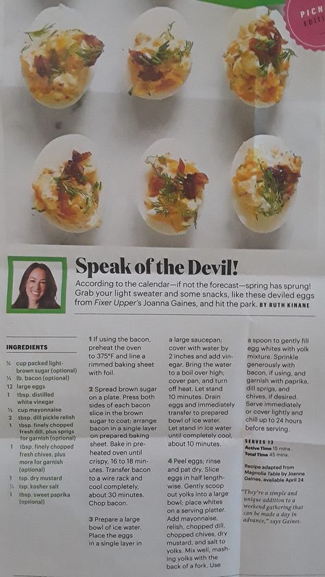 Joanna Gaines Deviled Eggs, Joanne Gaines, Devilled Eggs, Magnolia Journal, Deviled Eggs Recipe, Holiday Food, Good Hair Day, Joanna Gaines, Deviled Eggs