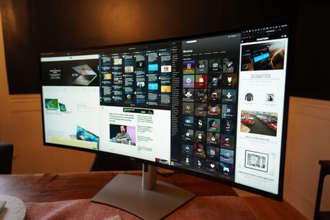 Dell’s 40-inch curved monitor is perfect for a home office command center | TechCrunch Home Office Command Center, Office Command Center, Curved Monitor, Game Programming, Window Siding, Investing Strategy, Command Center, Built In Speakers, Deck The Halls