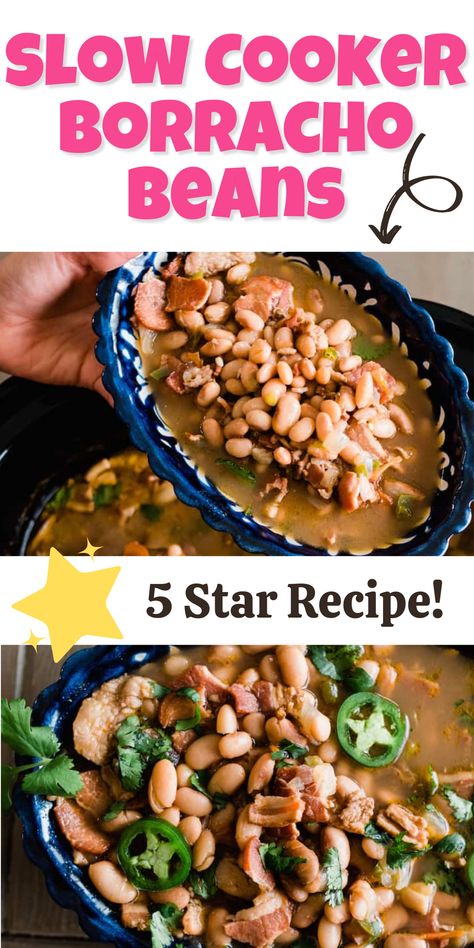 Slow Cooker Borracho Beans on a plate. Boracho Bean Recipe Crockpot, Barracho Beans Instapot, Boracho Bean Recipe Easy, Barracho Beans Crockpot, Mexican Boracho Beans, Baracho Beans Recipe, Baracho Beans, Borracho Beans Crockpot, Borracho Beans Instant Pot