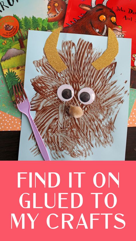 Fork Painted Gruffalo Craft Idea For Kids Gruffalo Themed Activities, Gruffalo Craft Preschool, Gruffalo Art Activities, Leonardo The Terrible Monster Craft, The Gruffalo Eyfs, The Gruffalo Activities Preschool, Gruffalo Activities Preschool, The Gruffalo Eyfs Activities, Gruffalo Activities Eyfs