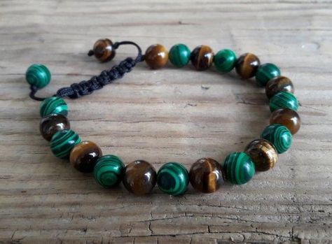 Energy Muse, Prosperity Bracelet, Malachite Bracelet, Malachite Stone, Crystal Healing Bracelets, Protection Bracelet, Mens Beaded Bracelets, Tiger Eye Stone, Eye Stone