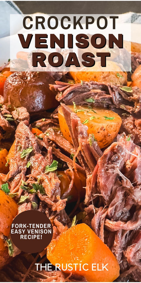 Venison Roast Recipe | Slow Cooker Deer Pot Roast Venison Crockpot Recipes Roasts, Elk Roast In Crockpot, Venison Mississippi Pot Roast, Venison Roast Crockpot Cream Of Mushroom, How To Cook Deer Roast Crock Pot, Brine For Venison Roast, Easy Venison Roast Crockpot, Slow Cooked Venison, Slow Cooker Deer Meat