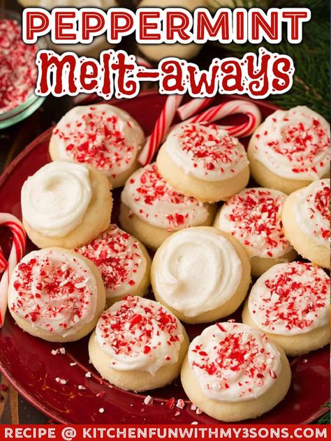 These Peppermint Meltaways are incredibly soft cookies flavored with peppermint extract and topped with a peppermint glaze. They are perfect for Holiday gifts! Peppermint Melt Aways, Peppermint Icing For Cookies, Peppermint Swirl Fudge, Peppermint Extract Cookies, Peppermint Extract Uses, Andes Peppermint Recipes, Peppermint Cream Cheese Frosting, Peppermint Chips Recipes, Peppermint Sour Cream Cookies