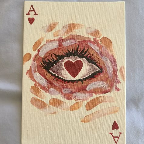 Painting of the ace of hearts Ace Cards Drawing, Ace Of Hearts Painting, Ace Card Painting, Ace Of Hearts Card, Crown Painting, Ace Card, Album Ideas, Heart Crown, Doodle Ideas