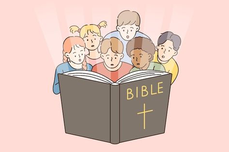 Reading Bible Illustration, Reading Bible Pictures, Alkitab Aesthetic, Jesus With Kids, Childrens Bible Study, Bible Clipart, Bible Cartoon, Reading Cartoon, Reading Bible