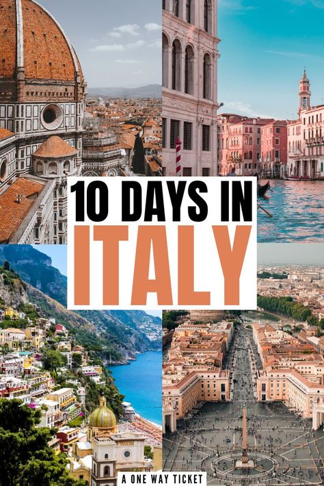 Italy is easily one of the most beautiful places to visit in the world. They have incredible food, kind people, and jaw-dropping coastlines. Click here to see the perfect 10-day Italy itinerary to experience it all! #italytravel #europe #italy | travel to italy | italy travel guide | italy itinerary | italy travel | what to see in italy | things to do in italy | places to go in italy | rome italy | florence italy | venice italy | positano italy | cinque terre italy | italy travel inspiration 10 Day Itinerary Italy, Italy Must See Places To Visit, Travel Tips Italy, 10 Day Italy Itinerary Trips, 10 Days Italy Itinerary, Italy Travel Guide Places To Visit, Best Italy Travel Itinerary, Florence Italy Itinerary, Italy Itinerary 10 Days