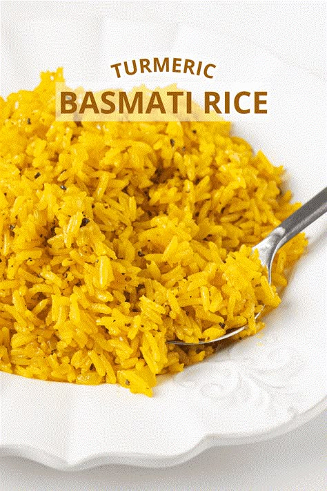 Tumeric Basmati Rice Recipes, Yellow Basmati Rice Recipes, Cooking With Turmeric Powder, Turmeric Powder Recipes, Yellow Basmati Rice, Tumeric Meals, Turmeric Basmati Rice, Basmati Rice Bowl, Turmeric Rice Recipe