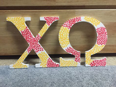 #Chiomega Chi Omega painted wooden letters by Alexandra Nichols Zta Letters, Chi Omega Letters, Chi Omega Canvas, Chi Omega Crafts, Sorority Canvases, Wooden Letter Ideas, Painted Wooden Letters, Large Wooden Letters, Painting Wooden Letters