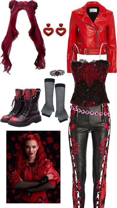 Decendants Red Outfit, Descendants Red Costume, Red Outfit Descendants, Princess Red Descendants Outfit, Desendents Inspired Outfits, Descendants Inspired Outfits Red, Red Descendants Outfits, Descendants Outfit Ideas Red, Decendants Oc Outfits