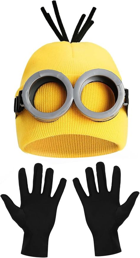 Amazon.com: 3PCS Costume Accessories Adult Yellow Beanie Knit Hats Steampunk Goggles Glasses Black Gloves Halloween Cosplay Party for Minion : Clothing, Shoes & Jewelry Minion Glasses, Minion Goggles, Yellow Beanie, Goggles Glasses, Steampunk Goggles, Halloween Costume Accessories, Spirit Week, Knit Hats, Black Gloves