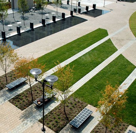 Campus Landscape Architecture, Hospital Landscape, Campus Landscape Design, Landscape Plaza, Campus Landscape, Landscape And Urbanism Architecture, Plaza Design, Urban Landscape Design, Olympic Park