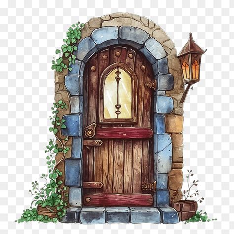 Stone Archway Wooden Door Clipart Door Clipart, Door Png, Door Tattoo, Fantasy Backgrounds, Stone Archway, Cartoon Airplane, Tattoo Reference, House Clipart, Cow Clipart