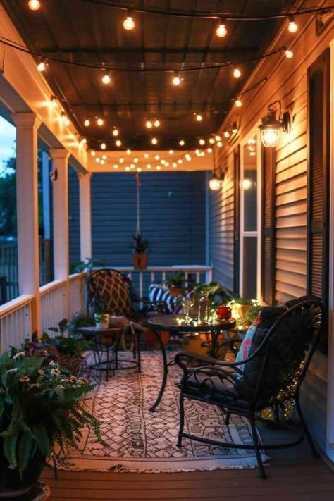 Small Closed In Porch Ideas, Back Door Patio Ideas, Townhouse Porch Ideas, Enclosed Front Porch Ideas Entrance, Enclosed Porch Decorating, Small Patio Designs, Small Enclosed Porch, Small Back Porches, Small Front Porch Decor