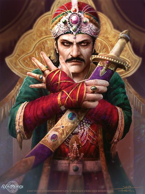 Akbar by Feig-Art D D Character Ideas, Commission Portrait, D D Monsters, Mughal Empire, Paintings Abstract, Pencil Sketches, Arabian Nights, Dungeon Master, Freelance Illustrator