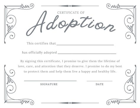 Toy Adoption Certificate, Crochet Adoption Certificate, Adoption Certificate Printable Free, Stuffed Animal Adoption Certificate, Adoption Certificate Template, Dog Adoption Certificate, Adoption Ideas, Dog Birth, Pet Adoption Certificate