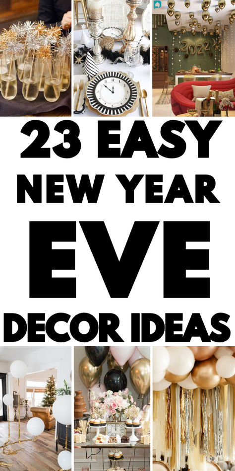 Ring in 2025 with stunning New Year’s Eve decorations! From glamorous party setups and outdoor lights to festive home decor, these ideas are perfect for any celebration. Create a magical atmosphere to welcome the new year in style! 🌟🎊 #NewYearsEve2025 #PartyDecor #FestiveCelebrations New Years Eve Party Ideas Decorations Diy, Dollar Tree New Years Decor, Outdoor New Years Eve Party Ideas, Diy New Years Eve Decorations Easy, Easy New Years Decorations, New Year’s Eve Party At Home Decorations, New Years Eve Decorations Ideas, New Years Crafts, Diy New Years Eve Decorations