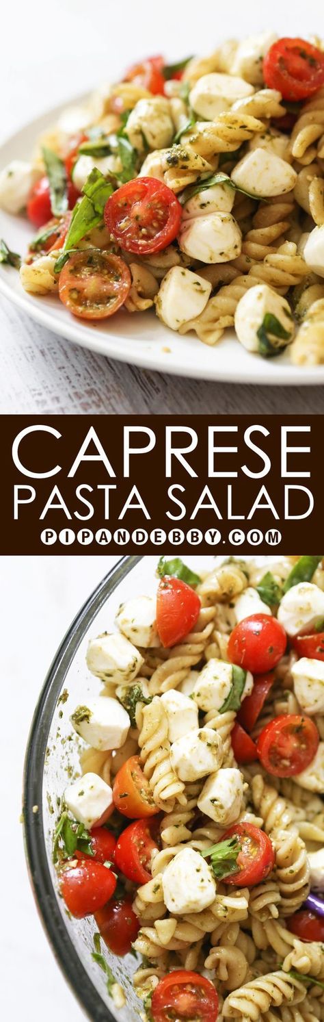 Caprese Pasta Salad | This perfect combination of ingredients is great as an appetizer or a salad. Caprese Pasta Salad Recipes, Salad Caprese, Resep Pasta, Caprese Pasta Salad, Caprese Pasta, Resep Salad, Pasta Carbonara, Salad Pasta, Pasta Salad Recipes