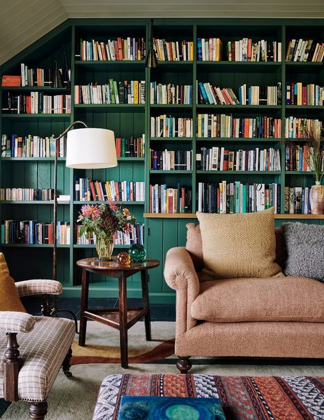 John McCall decorates a cottage in Pembrokeshire. | House & Garden Room With Bookshelves, Lots Of Books, Home Library Design, Cottage Interior, Country Living Room, Bookshelves Diy, Home Libraries, Stone Cottage, Design Del Prodotto