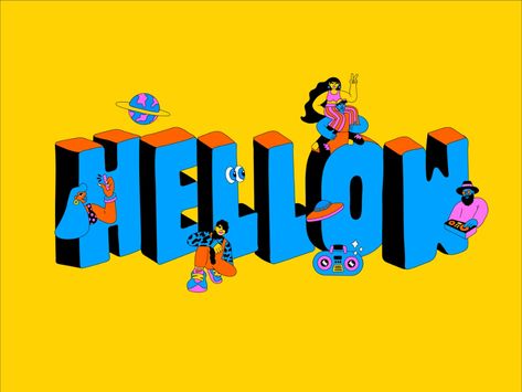 Hellow Festival 2020 by Lebassis on Dribbble Vintage Tshirt Design, Poster Design Inspiration, Cool Lettering, Learning Design, 2020 Design, Cool Fonts, Graphic Design Posters, Art Director, Lettering Design