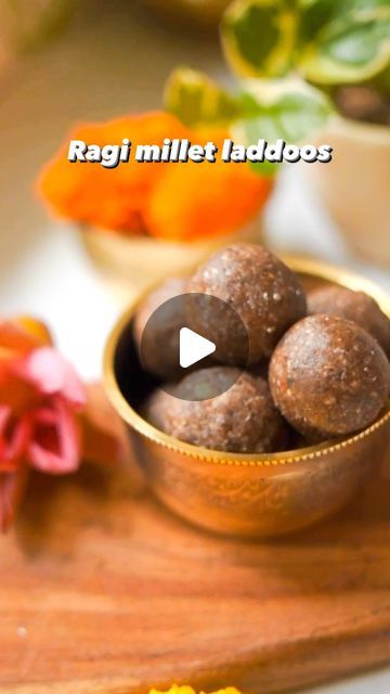 251K views · 8.8K likes | Adhya S on Instagram: "Ragi millet laddoos ✨  These healthy laddoos does not have sugar or jaggery and they are just  loaded with wholesome ingredients that are packed with nutrients. This Diwali, make these guilt free laddoos for your family.   Recipe ✨ 1 cup Ragi flour  2 tbsp sesame seeds  2 tbsp desiccated coconut  2 tbsp walnuts  2 tbsp almonds  10-15 soft dates  4-5 cardamom cloves powdered  1-2 tsp ghee  1 pinch of salt   I got all these ingredients from the @insanelygoodlife . They deliver, fresh, locally sourced, premium quality products, that are carefully packed and delivered at your door step.  Start by roasting the ragi powder with 1-2 tsp of ghee, until it turns fragrant. Then fry roast all the other ingredients. Blend the dates, until it forms a pas Ragi Ladoo Recipe, Healthy Laddoo Recipe, Jaggery Recipes, Laddoo Recipe, Ragi Recipes, Ragi Flour, Baking Healthy, Desiccated Coconut, Healthy Indian Recipes