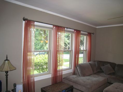 Three Windows In A Row, 3 Windows In A Row, Ideas For Window Treatments, Window Treatments, Curtains, Living Room, For Sale