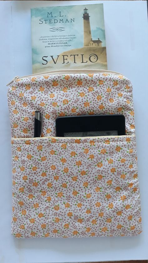 "A book sleeve will protect your books from damage if you often take them with you in a bag or backpack. No more creased pages, bent corners and scuffed covers. It is a nice and useful gift for book lovers. Unlike other book sleeves you may see, my covers include an additional protective foam piece between those pieces of fabric.It leaves the cover feeling sturdier and protects your precious books. I also attach a zipeer closure to the top, so that your book stay snug! Book sleeves are available Fabric Covers For Books, Book Sleeve With Zipper, Sewn Book Cover, Sewing Book Sleeves, Sew Book Cover, Sewing Book Cover, Book Sleeve Sewing Pattern, Sewing Pencil Case, Book Cover Sewing