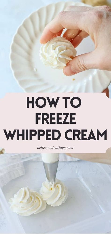 Can you freeze homemade whipped cream? Yes! Here's how to freeze whipped cream and everything you need to know before you do. Learn how to freeze large batches of whipped cream, whipped cream rosettes (so great for topping coffee!), and how to freeze desserts with whipped cream elements. Freezing Whipped Cream, Christmas Whipped Cream Hack, Make Ahead Whipped Cream, Christmas Whipped Cream, Frozen Whipped Cream Snowman, Whipped Cream Flavors, Desserts With Whipped Cream, Freeze Desserts, Frozen Whipped Cream