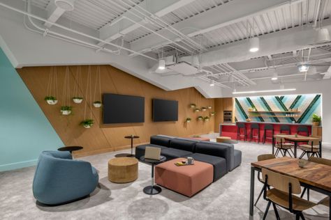 Austin Interior Design, Office Break Room, Corporate Interior Design, Corporate Office Design, Staff Room, Office Space Design, Office Lounge, Modular Lounges, Corporate Interiors