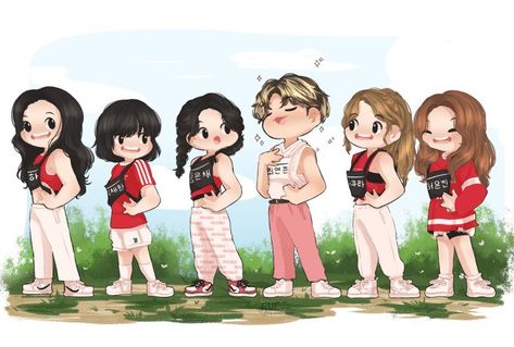 Lesserafim Fanart, Sakura Yunjin, Moa Collection, Choi Daniel, Fandom Kpop, Yeonjun Txt, Chibi Drawings, Kpop Entertainment, Cute Chibi