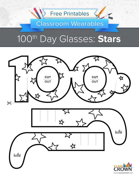 100th Day of School Glasses: Stars 100 Day Craft Ideas, Celebrate 100 Days Of School Ideas, 100 Days In School Ideas, 100th Day Of School Crafts For Preschool, 100 Days Crafts For Kids, 100th Day Of Preschool, 100 Days Of School Celebration, 100 Days Of School Arts And Crafts, 100 Day Of School Crafts For Preschool