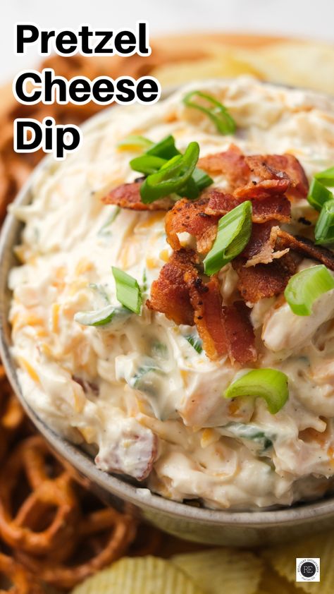 Cheesy Pretzel Dip, Pretzel Cheese Dip, Dip For Pretzels, Savory Spreads, Pretzel Dip Recipes, Cold Dip Recipes, Savory Dips, Christmas Essentials, Pretzel Cheese