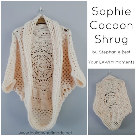 At the start of December, I shared my first post celebrating your lookatwhatimade moments.  I was delighted with the response to that post and thought it was about time I did another one!  So, my second LAWIM Feature is this lovely Sophie Cocoon Cardigan made by Stephanie Best.  There isn’t an official pattern for this cardigan (which … Crochet Cocoon Pattern Free, Crochet Cocoon Shrug, Crochet Cocoon, Gilet Crochet, Crochet Shrug Pattern, Shrug Pattern, Crochet Sweater Pattern Free, Crochet Vest Pattern, Cocoon Cardigan