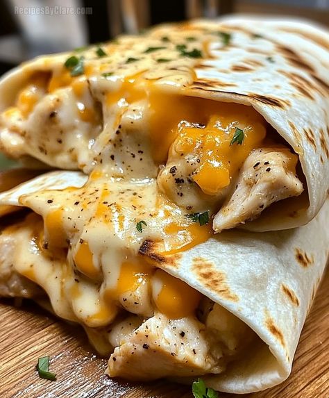 Cheesy Garlic Chicken Wraps - Quick and Tasty Chicken Recipe - Recipes By Clare Chicken Meals Aesthetic, Garlic Chicken Wrap Recipes, Tonight Dinner Ideas, Cheesy Chicken Garlic Wrap, Cheese Garlic Chicken Wraps, Creamy Chicken Tortilla Wraps, Creamy Garlic Chicken Wraps, Burittos Recipes Chicken, Dinners For Hot Weather