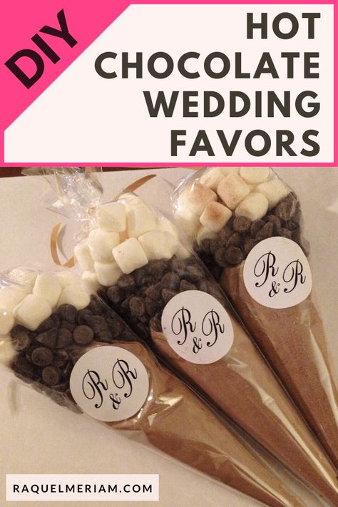 Hot Chocolate Wedding Favors - Raquel Meriam Hot Chocolate Party Favors, Hot Chocolate Wedding, Flannel Fling Before The Ring, Hot Chocolate Wedding Favors, Winter Party Favor, Hot Chocolate Favors, Memorable Wedding Favors, Hot Cocoa Party, Hot Chocolate Party