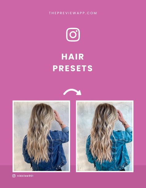 Best Presets for Hairstylists, Hair Salons and Barbers. One-click = One photo transformation. Super easy to use and true to color. Just the right amount of edit to make the hair look more shiny, strong and to bring out the natural hair color and highlights. Barbers: Check out the moody Instagram presets. #instagramtips #socialmediatips #hair #barber #presets #filters #instagramfilters Lala Hair, Best Filters, Color And Highlights, Instagram Themes, Makeup Filter, Belle Hairstyle, Photo Presets, Instagram Feed Planner, Hair Barber