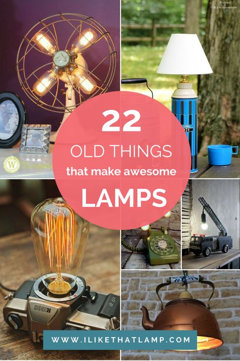 Amazing Lamps, Bottle Lamp Kit, Homemade Lamps, Lampe Steampunk, Diy Table Lamp, Lampshade Kits, Diy Lamps, Telephone Vintage, Make A Lamp