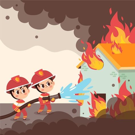 Free vector illustrated firefighters put... | Free Vector #Freepik #freevector #firefighter #fire-rescue #fireman #fire-safety Fireman Art, Firefighter Art, Job Reference, Fire Prevention, Fire Hazard, Fire Rescue, Fire Safety, Fire Station, West Indies