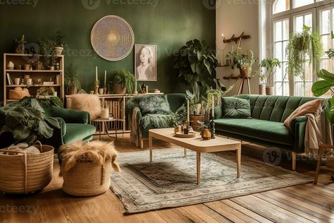 Velvet Green Sofa, Chic Boho Living Room, Green Velvet Sofa Living Room, Pottery Barn Inspired Living Room, Blue Velvet Couch, Boho Chic Living Room, Green Couch, Blue Couches, Green Living Room